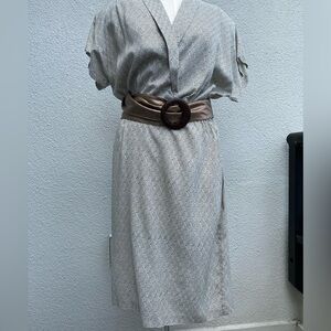 Vintage Faux Wrap Bodice Women’s Collared Dress size 14